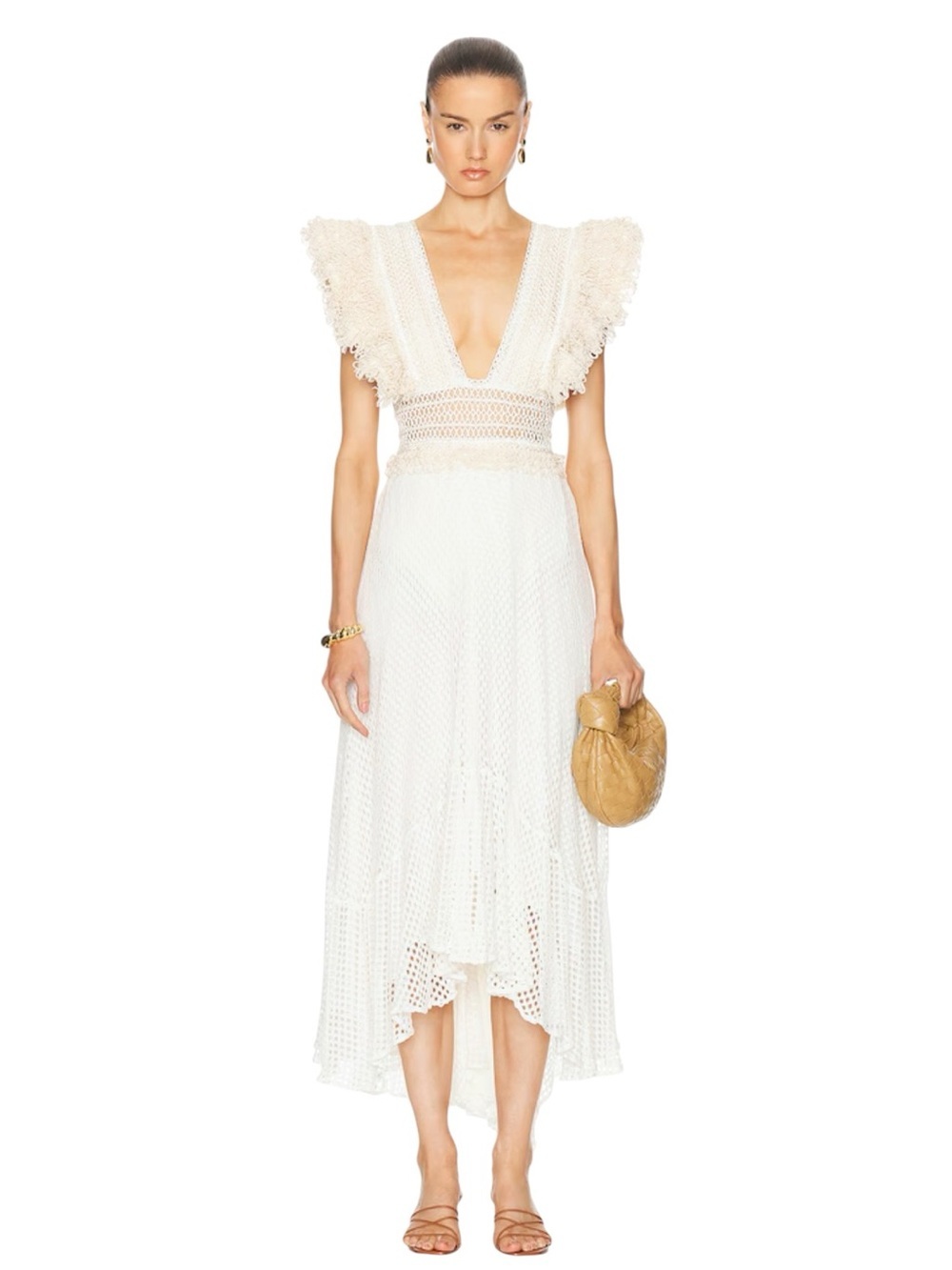 PATBO - NWT Hand Woven Netted Beach Dress Cover Up Ivory Cream Bridal Sz XL